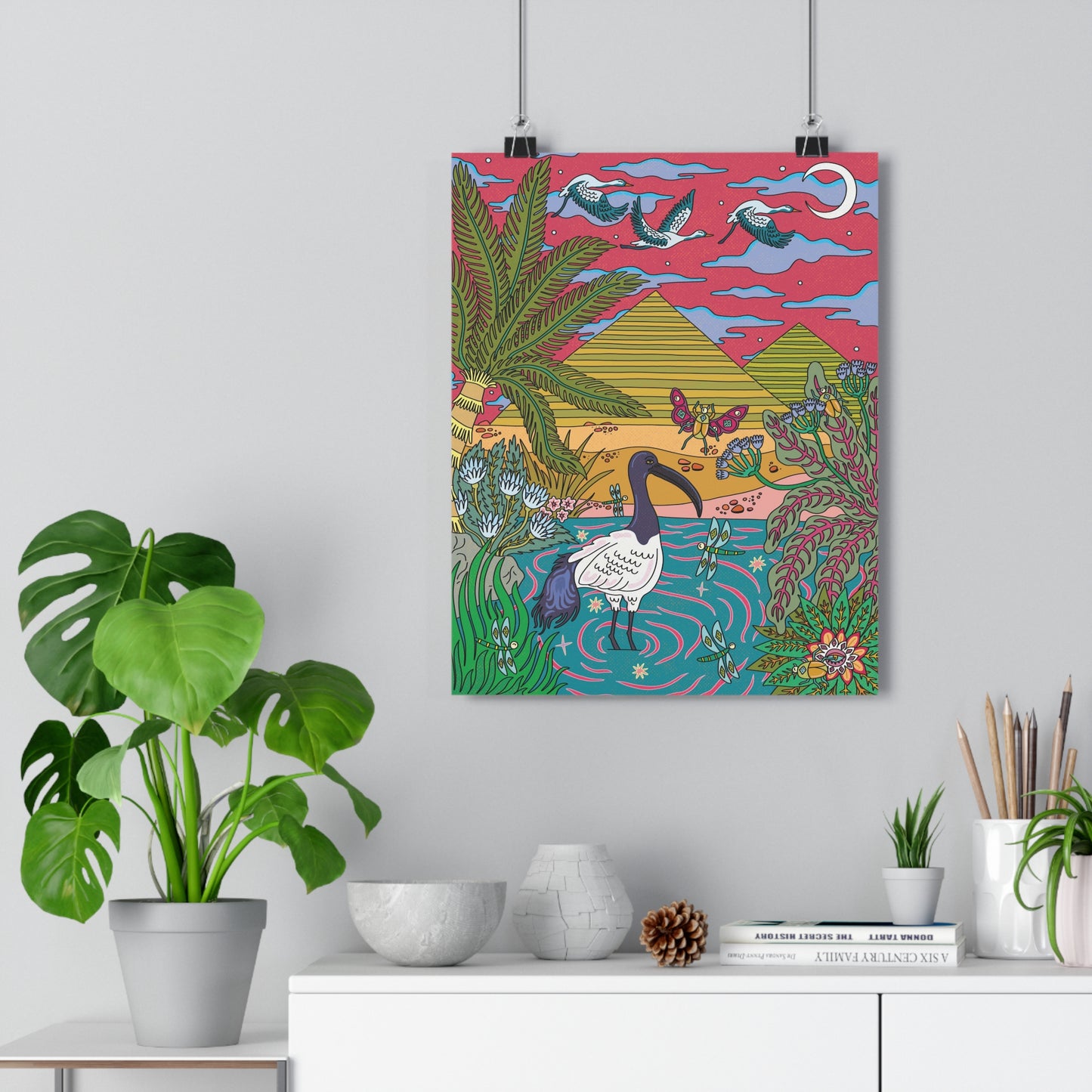 Cranes in the Sky (Illustration) — Giclée Art Print