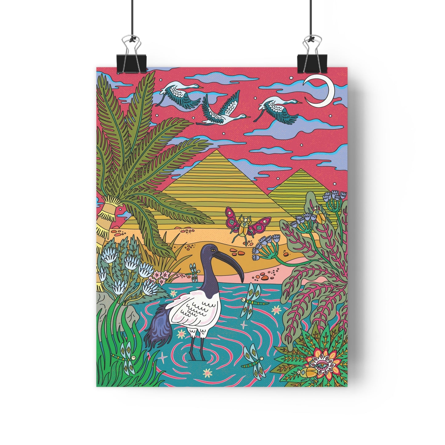 Cranes in the Sky (Illustration) — Giclée Art Print